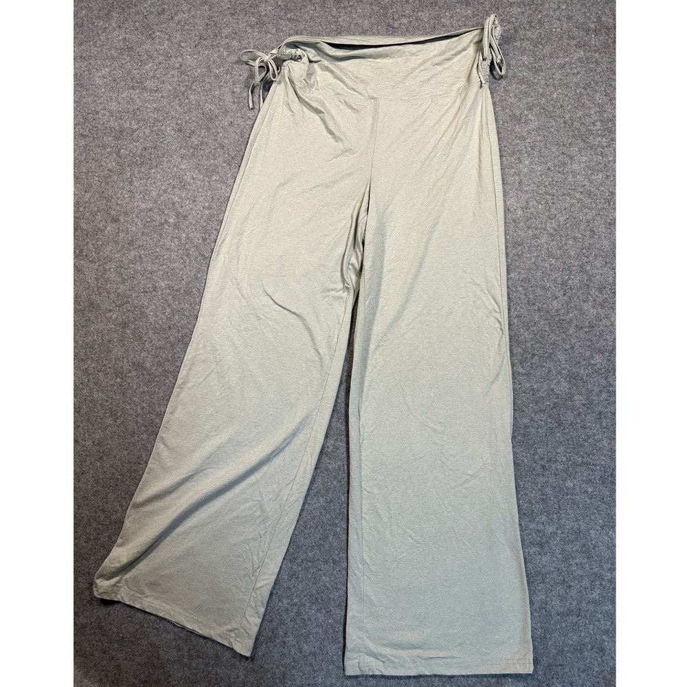 Shosho 25WLP10 Lounge Pants Large Sage Green Side Tie Wide Leg Spandex Blend